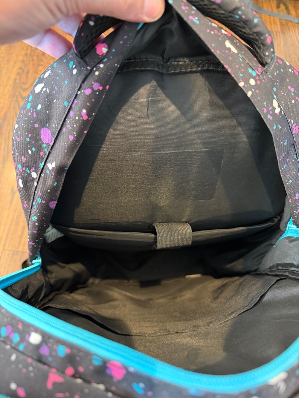 Baseball Lifestyle 101 Black Paint-Splash Kids Backpack with Teal & Pink Accents - Picture 3 of 5